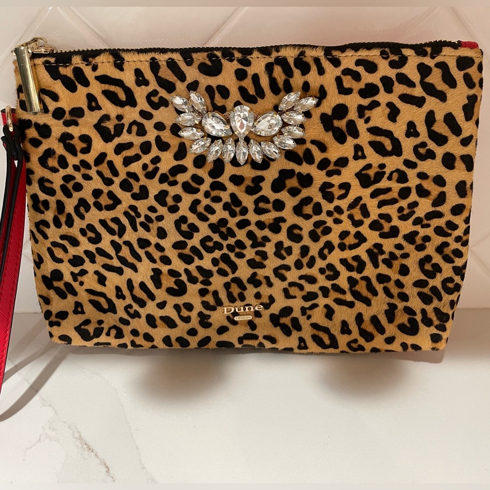 Dune London calf hair clutch wristlet
